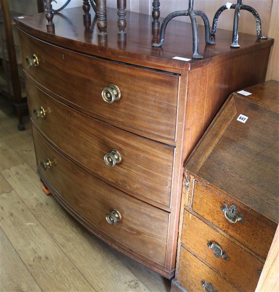 An early Victorian mahogany bowfront chest, W.108cm